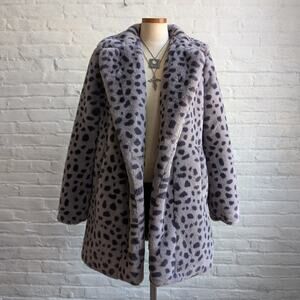 Y2K Cheetah Faux Fur Mobwife Coat Leopard Animal Print Plush Fuzzy Furry Jacket